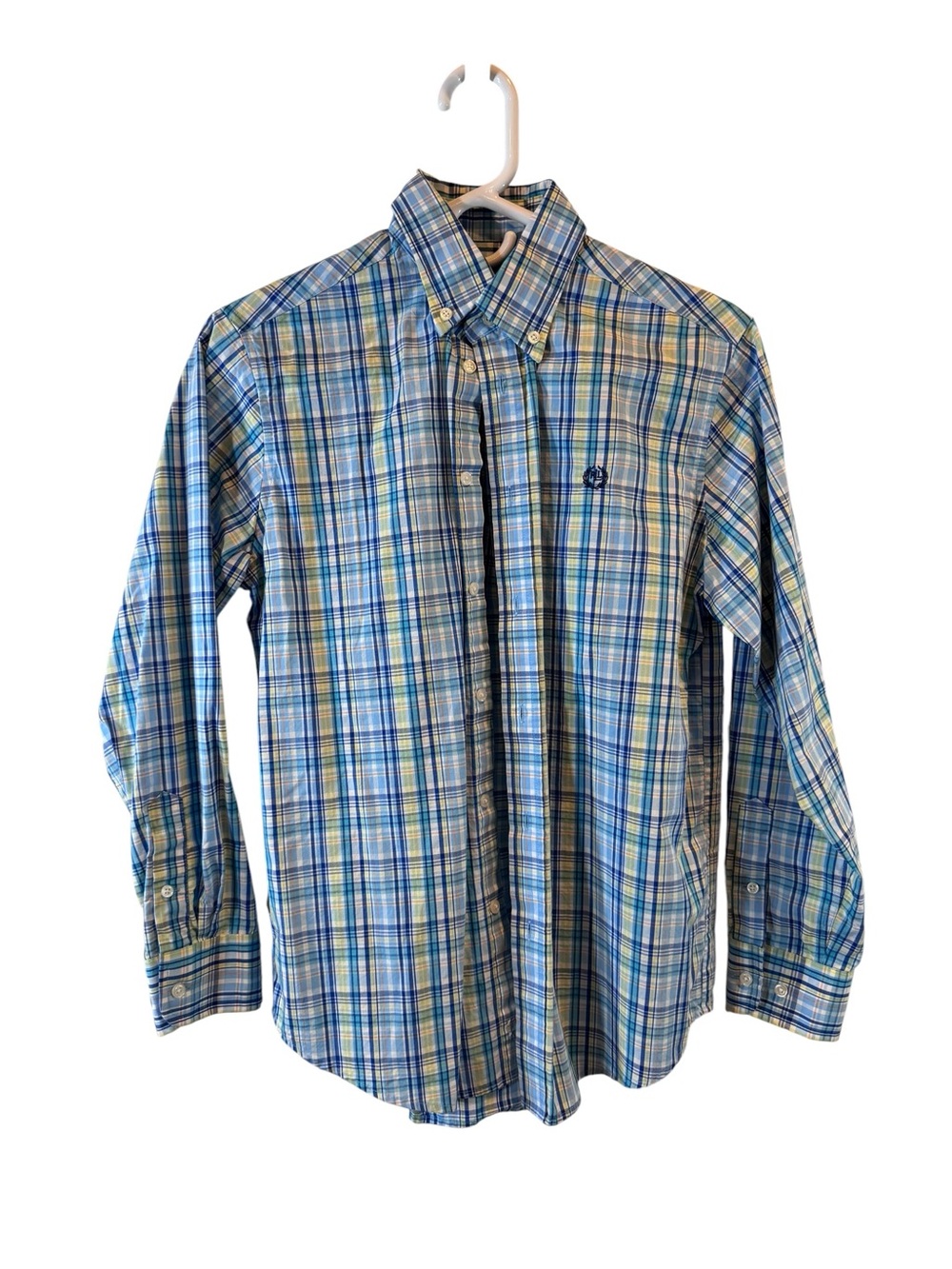 Lauren Ralph Lauren Boys Blue and Green Plaid Button-Down Shirt